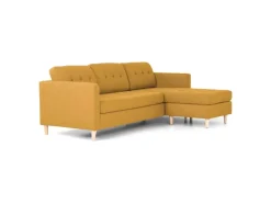 ebuy24 Marino Sofa Chaiselongsofa Rechts oder Links Gewendet in Stoff Currygelb mit Holzbeinen