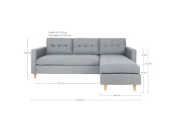 ebuy24 Marino Sofa Chaiselongsofa Rechts oder Links Gewendet in Stoff Currygelb mit Holzbeinen