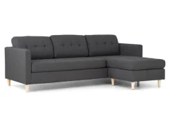 ebuy24 Marino Sofa Chaiselongsofa Rechts oder Links Gewendet in DunkelGrauen Stoff mit Holzbeinen