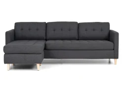 ebuy24 Marino Sofa Chaiselongsofa Rechts oder Links Gewendet in DunkelGrauen Stoff mit Holzbeinen
