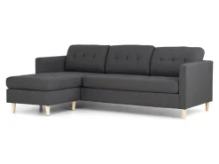 ebuy24 Marino Sofa Chaiselongsofa Rechts oder Links Gewendet in DunkelGrauen Stoff mit Holzbeinen