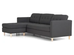 ebuy24 Marino Sofa Chaiselongsofa Rechts oder Links Gewendet in DunkelGrauen Stoff mit Holzbeinen