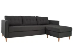 ebuy24 Marino Sofa Chaiselongsofa Rechts oder Links Gewendet in DunkelGrauen Stoff mit Holzbeinen