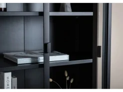 Clearance ebuy24 Misha Vitrinenschrank 2 Türen 4 Ablagen Schwarz