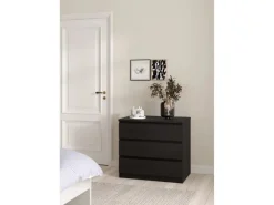 ebuy24 Naia Kommode 3 Schubladen Schwarze Struktur