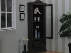 Outlet ebuy24 New Mexico Eckschrank mit 1 Glastür und 2 Schubladen Kolonial Gebeizt Gewachst