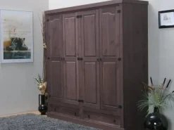 New ebuy24 New Mexico Kleiderschrank 4-trg mit 2 Schubladen Gebeitzt Wachs