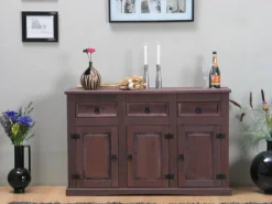 ebuy24 New Mexico Sideboard mit 7 Schubladen und 3 Türen Gelaugt Gewachst