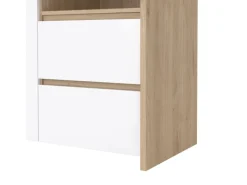 ebuy24 Next Vitrinenschrank 3 Türen 2 Schubladen 1 Ablage Eichen-Dekor Weiß Hochglanz