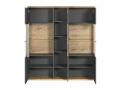 Clearance ebuy24 Norris1 Vitrinenschrank Grau Eiche Dekor