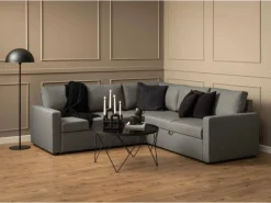 ebuy24 Sacramento Ecksofa Versteckte Aufbewahrung und Ausziehbares Bett HellGrau