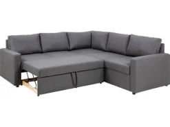 ebuy24 Sacramento Ecksofa Versteckte Aufbewahrung und Ausziehbares Bett Grau