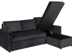ebuy24 Sacramento Schlafsofa Chaiselong Wendbar Versteckte Aufbewahrung und Ausziehbares Bett AntracitGrau