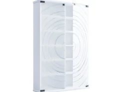 ebuy24 TilanoL Vitrinenschrank CD DVD 6 Ablagen 2 Türen Weiß