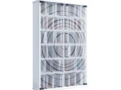 ebuy24 TilanoL Vitrinenschrank CD DVD 6 Ablagen 2 Türen Weiß