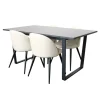 Best ebuy24 Tilst Essgruppe Esstisch mit Schwarzem Marmordruck und 4 Stühlen Samt Beige