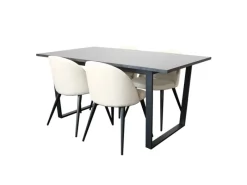 Best ebuy24 Tilst Essgruppe Esstisch mit Schwarzem Marmordruck und 4 Stühlen Samt Beige