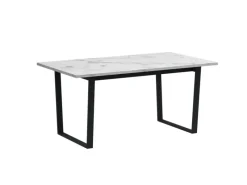 Best ebuy24 Tilst Essgruppe Tisch Weiß Marmor Print mit 4 Stühlen Velour Schwarz