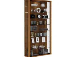 ebuy24 Vitrosa Maxi Vitrinenschrank Wandhängend mit 2 Glastüren 8 Glasböden Kern-Nussbaum Dekor