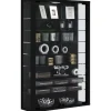ebuy24 Vitrosa Mini Vitrinenschrank Wandhängend mit 2 Glastüren und 8 Glasregalen Schwarz
