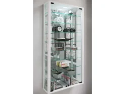 Best ebuy24 VitrosaMaxi Vitrinenschrank Wandhängend mit Spiegel 2 Glastüren Weiß