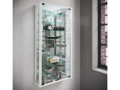 Best ebuy24 VitrosaMaxi Vitrinenschrank Wandhängend mit Spiegel 2 Glastüren Weiß