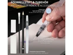ECD Germany Aquarellfarben Set 48 Farben in Tragbarer Box inkl Pinsel