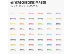 ECD Germany Aquarellfarben Set 48 Farben in Tragbarer Box inkl Pinsel