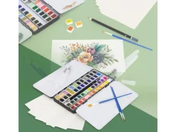 ECD Germany Aquarellfarben Set 48 Farben in Tragbarer Box Vollaquarell Palette