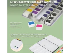 ECD Germany Aquarellfarben Set 48 Farben in Tragbarer Box Vollaquarell Palette