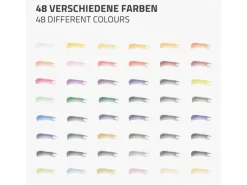 ECD Germany Aquarellfarben Set 48 Farben in Tragbarer Box Vollaquarell Palette