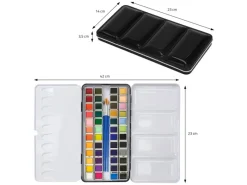 ECD Germany Aquarellfarben Set 48 Farben in Tragbarer Box Vollaquarell Palette