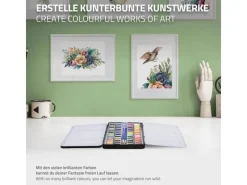 ECD Germany Aquarellfarben Set 48 Farben in Tragbarer Box Vollaquarell Palette