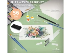 ECD Germany Aquarellfarben Set 48 Farben in Tragbarer Box Vollaquarell Palette