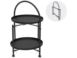 ECD Germany Beistelltisch Rund 33x45cm Schwarz Metall Klappbar Industriell