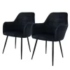 ECD Germany 2er Set Esszimmerstühle Küchenstühle Schwarz aus Samt