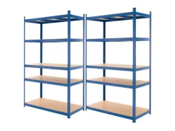 ECD Germany 2Er Set Werkstattregal 200x100x60 cm Blau Pulverbeschichter Metall