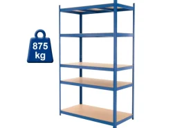 ECD Germany 2Er Set Werkstattregal 200x100x50 cm Blau Pulverbeschichter Metall