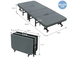 Best ECD Germany Gästebett 90x200 cm Klappbares Einzelbett mit Matratze