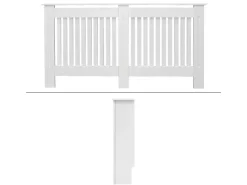 ECD Germany Heizkörperverkleidung Landhausstil 152x19x82cm Weiß aus MDF Lackiert