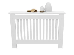 ECD Germany Heizkörperverkleidung Landhausstil 112x19x82cm Weiß aus MDF Lackiert