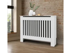 ECD Germany Heizkörperverkleidung Landhausstil 112x19x82cm Weiß aus MDF Lackiert