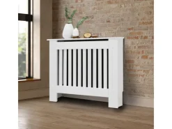 ECD Germany Heizkörperverkleidung Landhausstil 78x19x82 cm Weiß aus MDF Lackiert