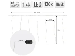 ECD Germany LED Lichtervorhang 300cm 120LED Warmweiß mit Timer 19 Modi