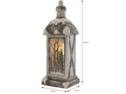 ECD Germany LED Weihnachtslaterne mit Warmweißes Licht 60cm Weiß Beige Grünes