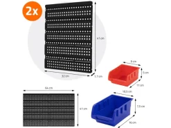 Sale ECD Germany Wandregal mit Stapelboxen 30Tlg Blau-Rot 18 Kleine 12 Große Schütten