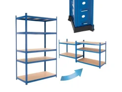 ECD Germany Werkstattregal 200x100x60 cm Blau aus Metall mit 5 Böden aus MDF