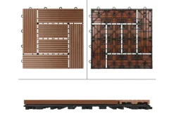 Discount ECD Germany WPC Terrassenfliesen 30x30 cm 33er Spar Set Mosaik Hellbraun