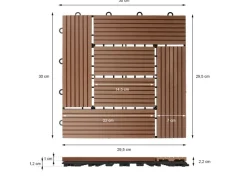 Discount ECD Germany WPC Terrassenfliesen 30x30 cm 33er Spar Set Mosaik Hellbraun