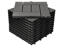 Best ECD Germany WPC Terrassenfliesen 30x30 cm 11Er Spar Set Mosaik Anthrazit